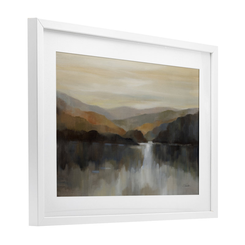 «Autumn Glow Mountain», reproduction abstraite encadrée sous verre, design par Silvia Vassileva, H 17 po x l 23 po
