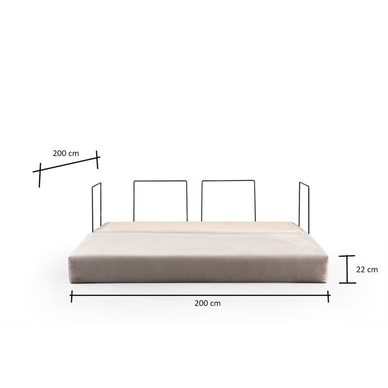 Canapé-lit polyvalent 2 places, couleur crème, 78,7 po x 39,4 po x 31,5 po | Structure entièrement en mousse avec 28 mousses en mousse à densité moyenne | Tissu 100% polyester, nettoyage à sec | Pieds thermolaqués en métal Easy-Move pour des configurations illimitées