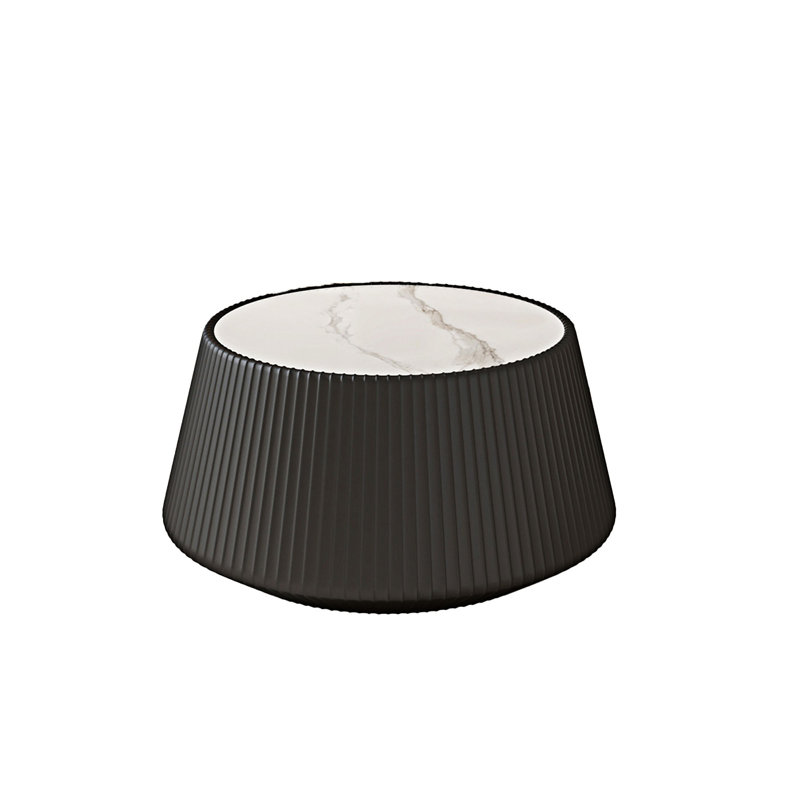 Table basse, H 16,54 po x l 26,78 po x P 26,78 po, Blanc/Noir