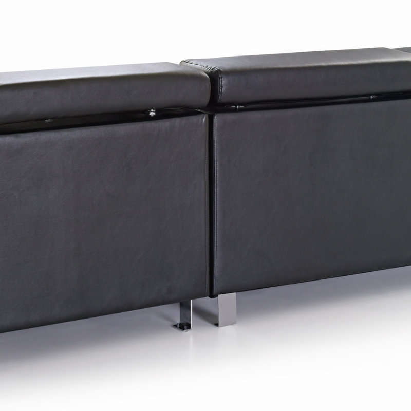 Canapé modulaire longue durée (sans repose-pieds), Similicuir noir