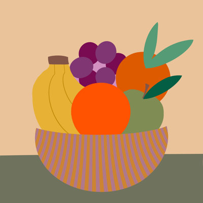 «Zeynel Graphic Fruit Bowl IV» par Regina Moore - reproduction d'art sur toile tendue
