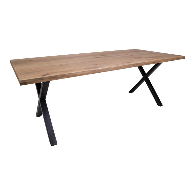 Daniell Oak Solid Wood Dining Table, Dark Beige