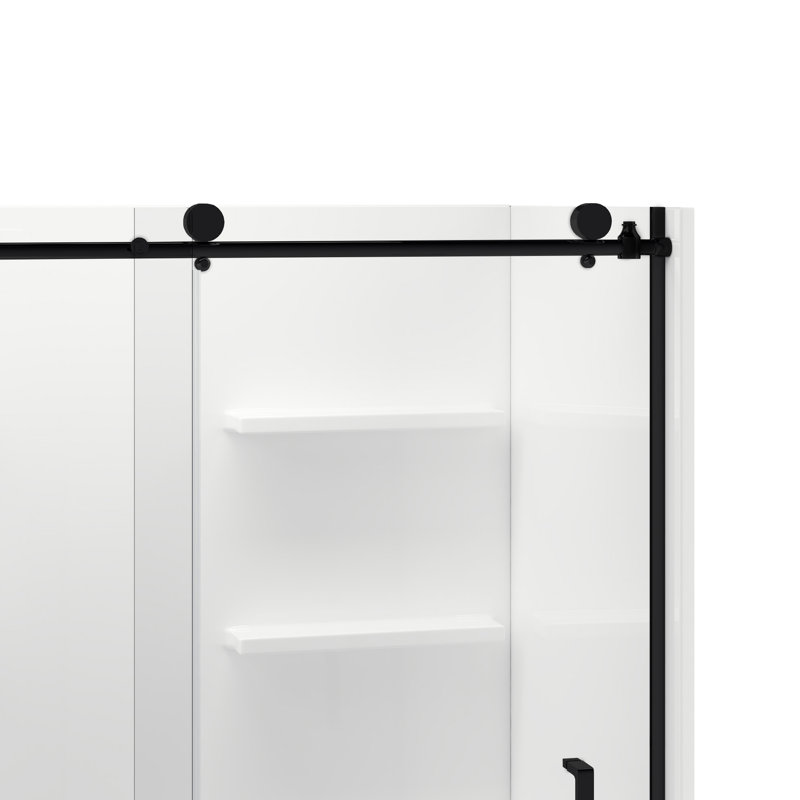 32.1'' W 78.7'' H Framed Rectangle Double Slide Shower Enclosure, Black