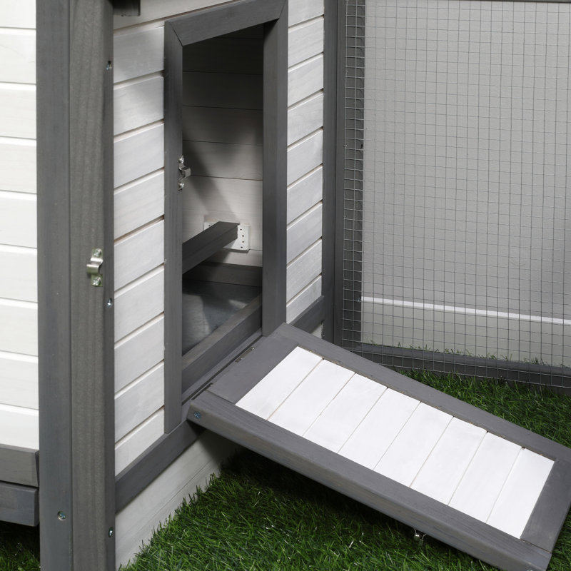 Poulailler 77 po en bois gris avec aire de nidification, chambre de poulet Easy Interior Design, ventilé