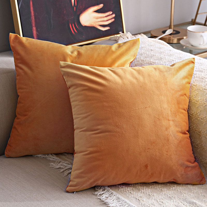 Housse de coussin carré en velours, H 24 po x l 24 po, Jaune