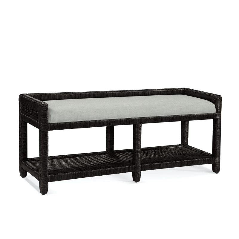 Pine Isle Upholstered Dining Bench, Antique Black, Gray Sugar Performance; 0863-84