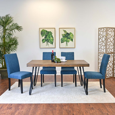 Ensemble de salle à manger 6 pièces, table de salle à manger en épingle à cheveux avec 4 chaises et banc de revêtement