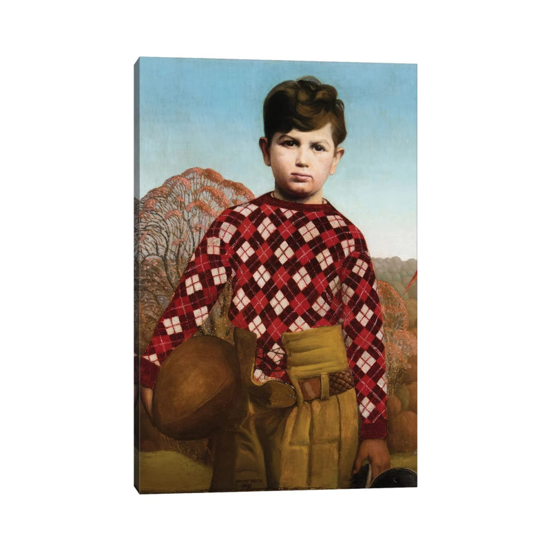 Plaid Sewater by Grant Wood - 1 Piece Wall Art on Canvas, 45.72 cm H x 30.48 cm W x 1.905 cm D, Does Not Apply