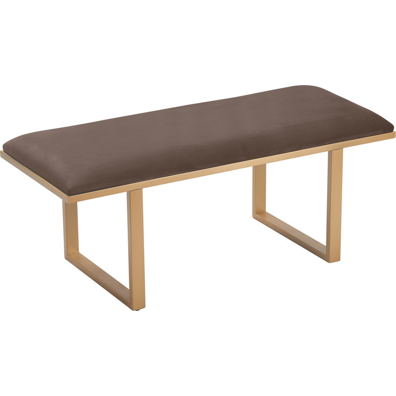 Elle Decor Remi Velvet Bedside Bench, Upholstered Ottoman, Easy Assembly, Chocolate Brown
