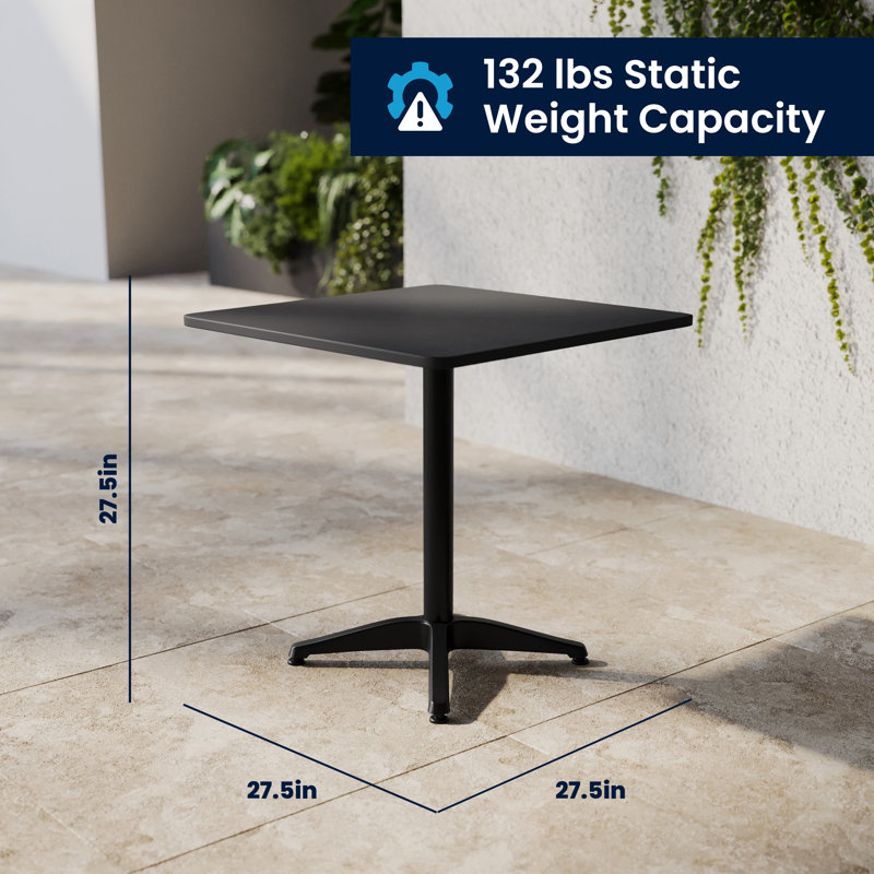 Ensemble de table carrée d'intérieur / extérieur Gearard, H 27,25 po x l 27,5 po x P 27,5 po, Noir