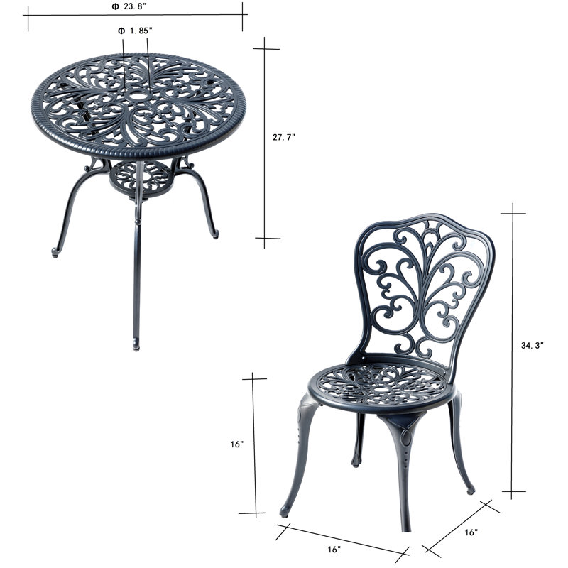 Classic Comfort- Cast Aluminium Bistro Set, Black
