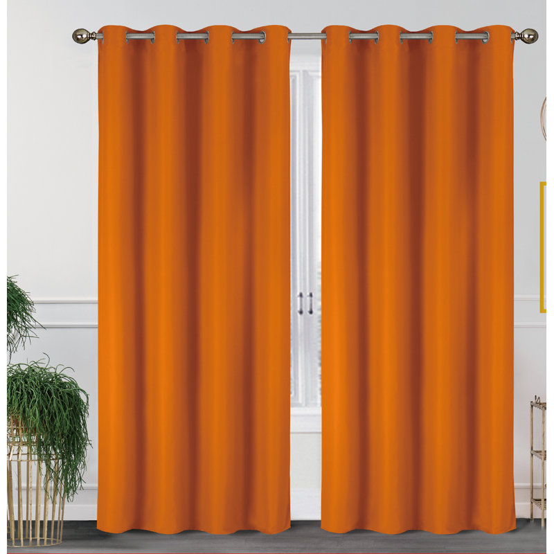 Paire de rideaux occultant avec œillets 54 po x 84 po, Orange, L 54 po x L 84 po