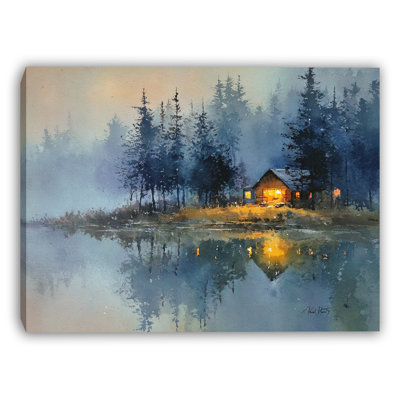 Art mural sur toile Misty Cabin Reflections