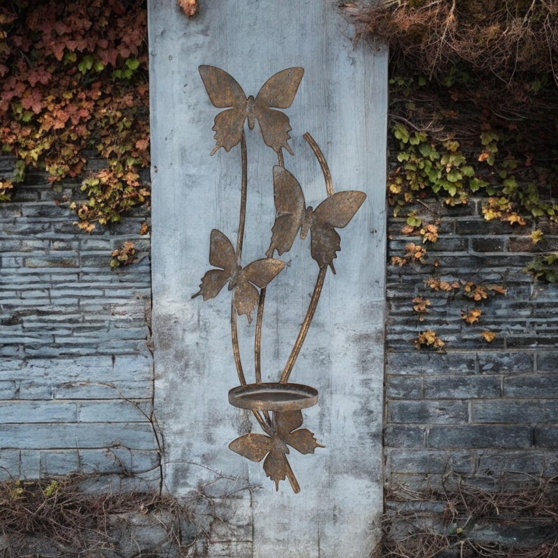 Metal Butterfly Wall Candle Holder | Antique Distressed Decorative Wall Mounted Candle Holder Home Accent