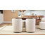 Fauteuil d'appoint pivotant en lin, tabouret de meuble-lavabo rond à dossier courbé, fauteuil d'appoint rembourré confortable pour coin-salon de chambre à coucher-132380248