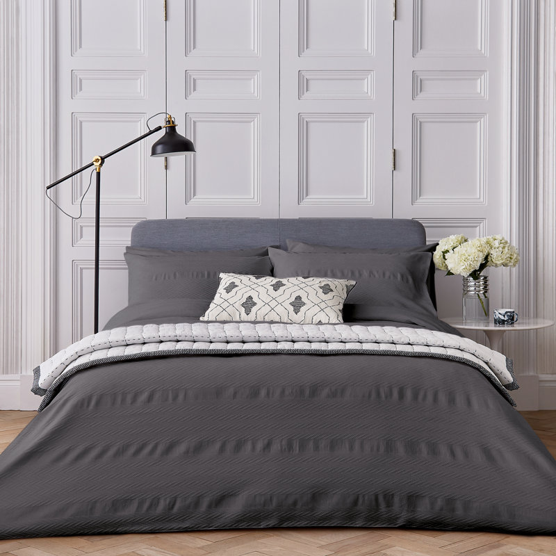 Kenza 263 TC Duvet Cover, Super King Duvet Cover, Carbon