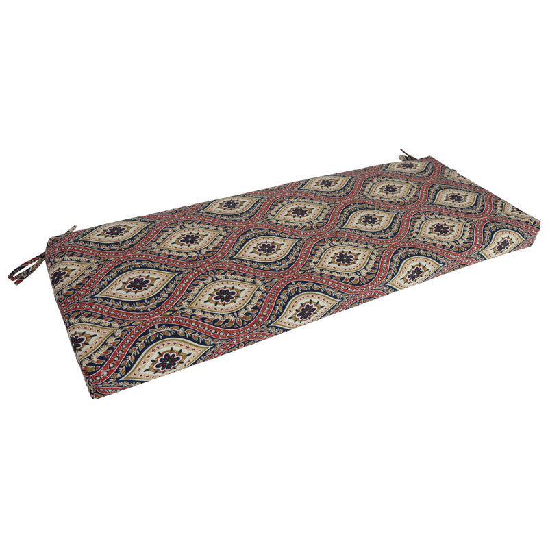 Coussin de banc d'extérieur, L 54 po x P 19 po, Rouge / brun clair / Jasmina Lakewood marocain