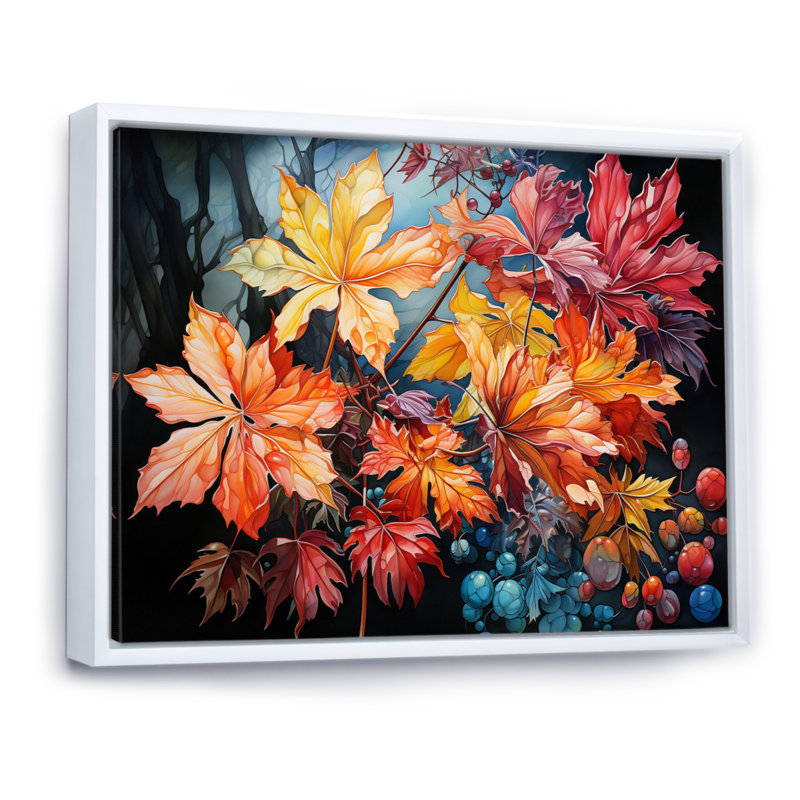 Japanese Maple Collage I - Japan Art Wall Decor, Cadre flottant blanc, H 30 po x l 40 po x P 1,5 po