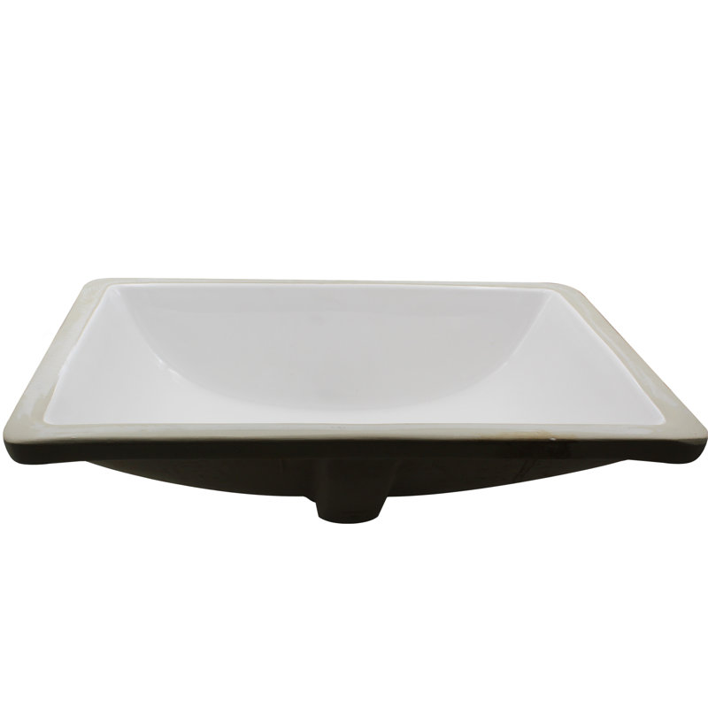 Lavabo de salle de bain rectangulaire encastré blanc avec trop-plein, Noir mat