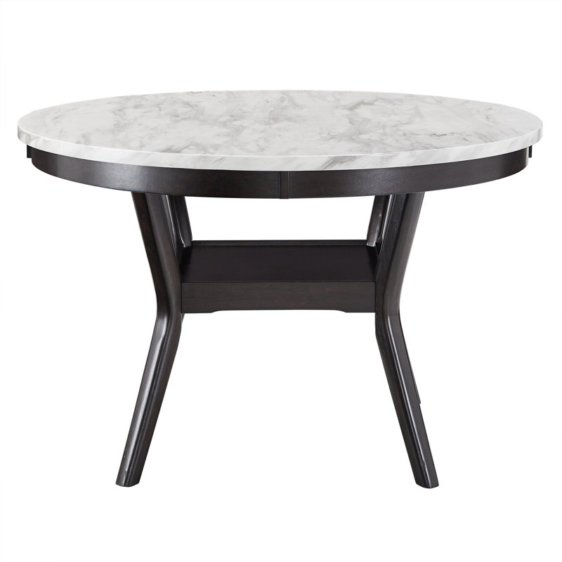 Table de salle à manger ronde 48 "avec plateau en faux marbre blanc