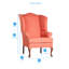 Fauteuil à oreilles en polyester l 28 po Mandalay-136123059