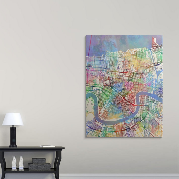 «New Orleans Street Map» par Francy, impression, H 48 po x l 36 po x P 1,5 po, Toile
