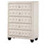 Commode capitonnée de style moderne avec 5 tiroirs et revêtement en velours