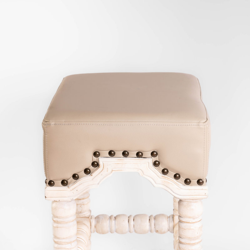 Tabouret de bar et de comptoir Kamena, Cuir gris, Tabouret de bar (siège d'une hauteur de 31 po)
