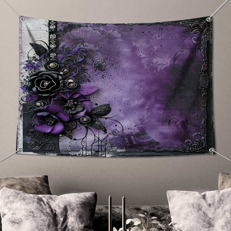 Tapisserie florale - Art mural, H 51 po x l 60 po avec 4 œillets