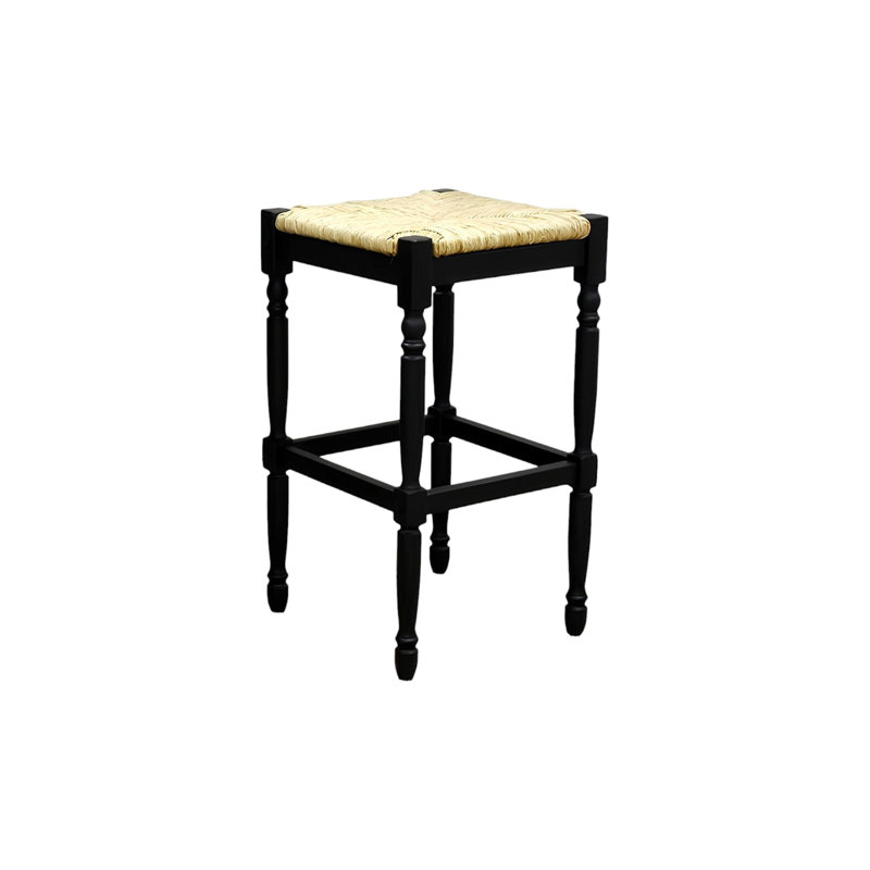 Chaise de bar 29 po en bois massif naturel et noir sans dossier