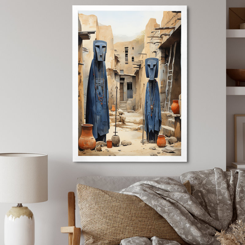 Tribu africaine Dogon Mali II - reproduction sur toile, H 20 po x l 12 po x P 1 po, Toile avec cadre blanc et une seule photo