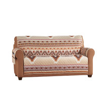 Box Cushion Recliner Slipcover Union Rustic Fabric: Brown/Beige Polyester