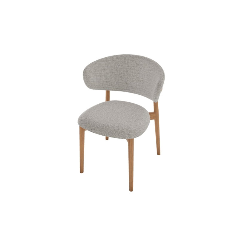Oleandro Upholstered Chair with Metal Base, Walnut, Bouclé Hemp