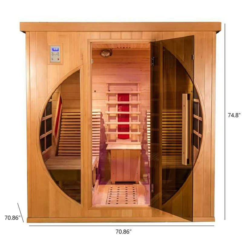 2 Person Far Infrared Red Cedar Wooden Indoor Sauna Room With Recliner