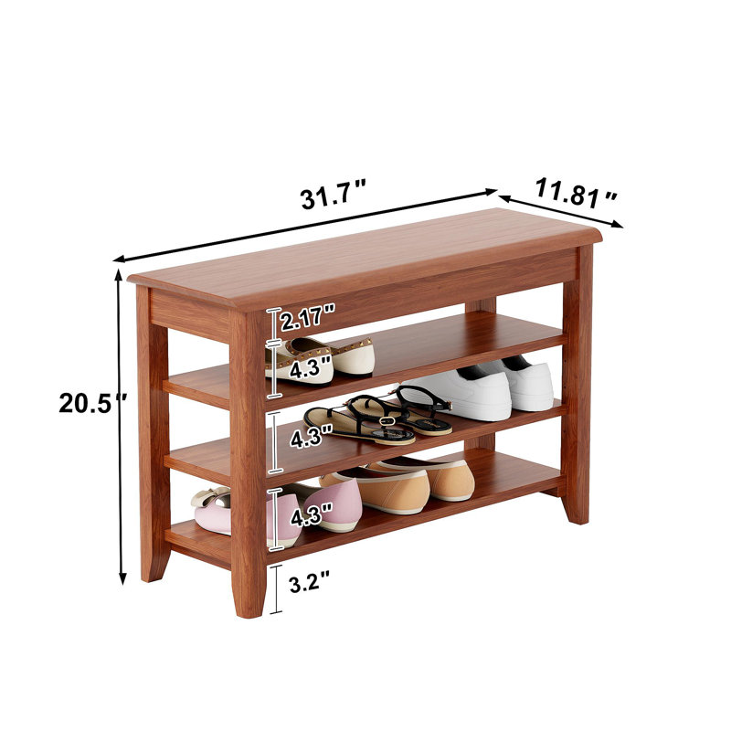 Étagère à chaussures 100% en bois massif avec porte avant, banc à chaussures en bois massif garde-robe, 550 livres, entrée, couloir, étagère à chaussures Allée,