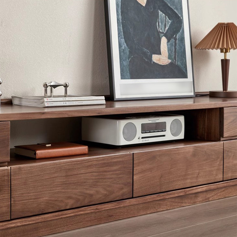 Meuble télé avec rangement en bois massif de style européen, 82.68"