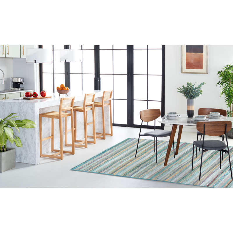 Vesey Hand Woven Cotton Striped Rug, Rectangle 5' x 8'