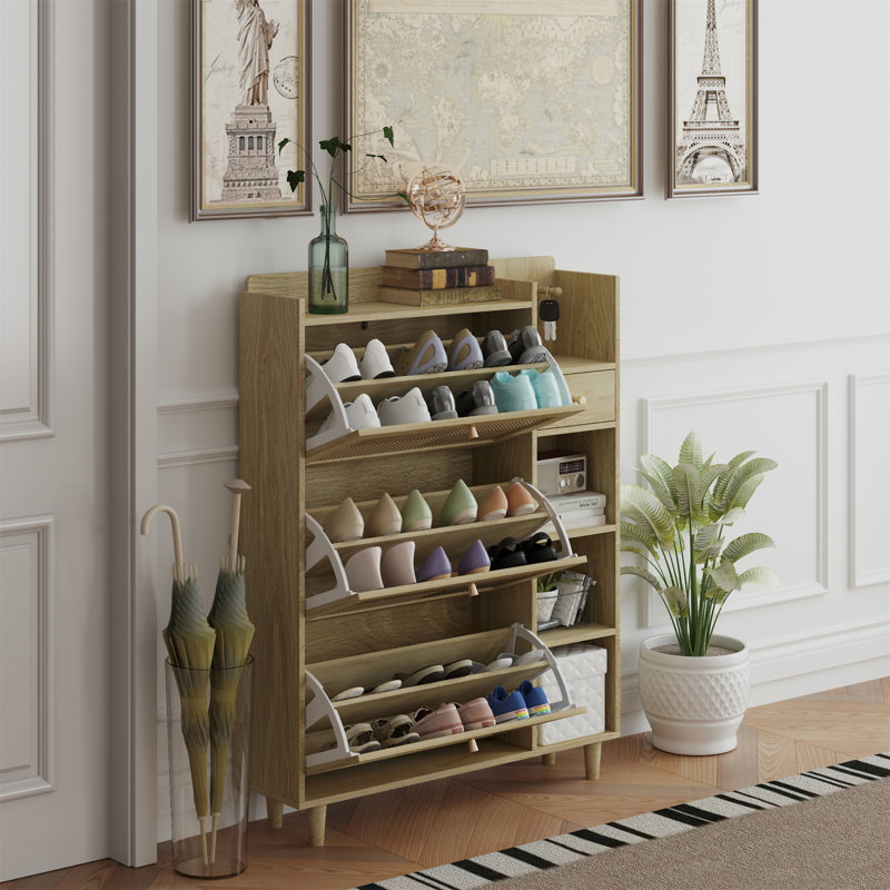 Armoire à chaussures de style bohémien, Bois naturel