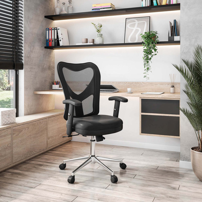 Chaise de bureau haut dossier en filet avec base chromée
