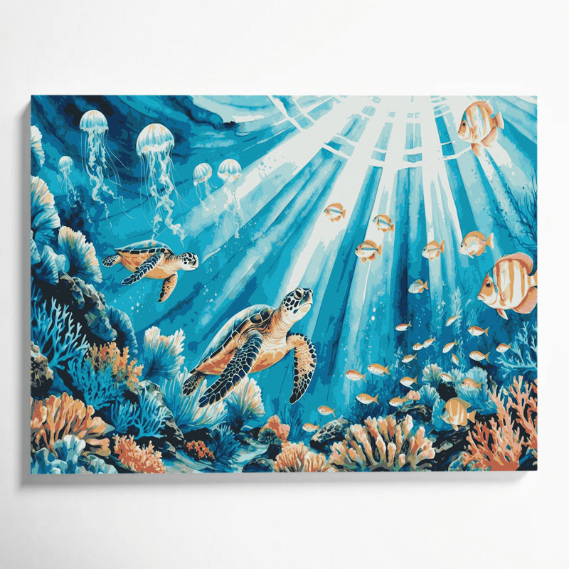 «Coastal Marina Life», art mural sur toile bleue, H 24 po x l 36 po