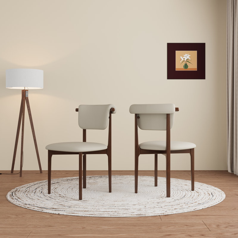 Solid Wood Frame Upholstered Dining Chairs, 2