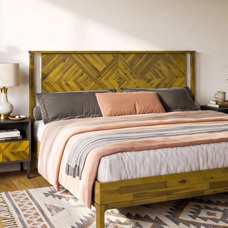 Ethan Solid Wood Rustic Headboard, King, Rustic Brown
