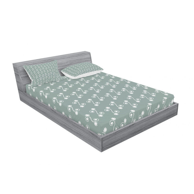 Microfiber Floral Sheet Set, Queen Sheet Set with Fitted Sheet