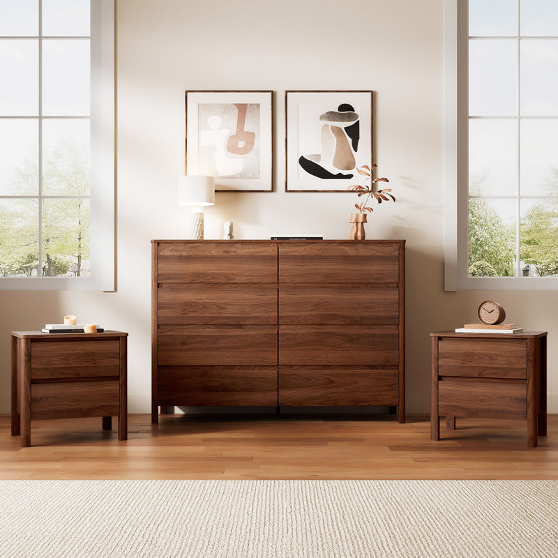 Ensemble de chambre à coucher 3 pièces (ensemble de commode et table de chevet 8 pièces, 2 pièces)