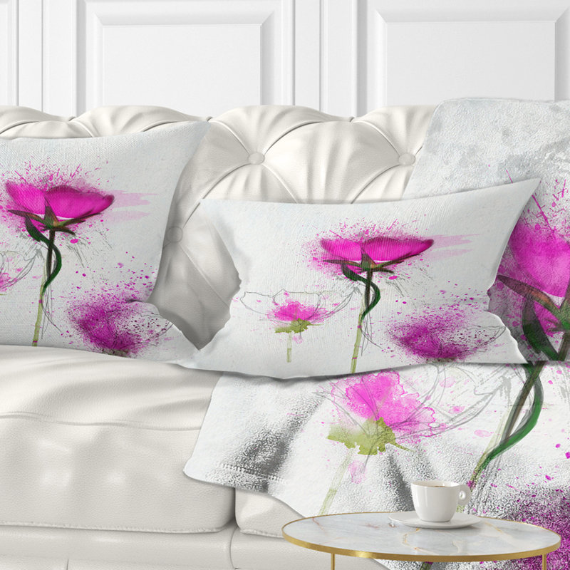 Floral Watercolor Daisy Flowers Pillow, Rectangle, 12" x 20"