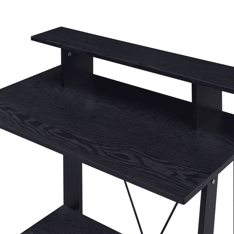 Bureau d'écriture noir avec tablette supérieure, Noir / Noir
