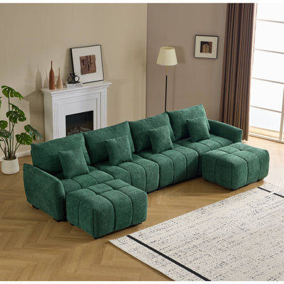 Canapé modulaire capitonné en forme de U 140 pièces l 140 po