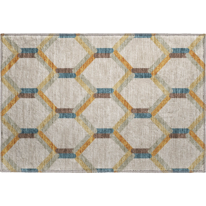 Tapis en treillis Mayfield AMF2343 lavable à la machine de qualité supérieure, Beige, 1 pi 8 po x 2 pi 6 po