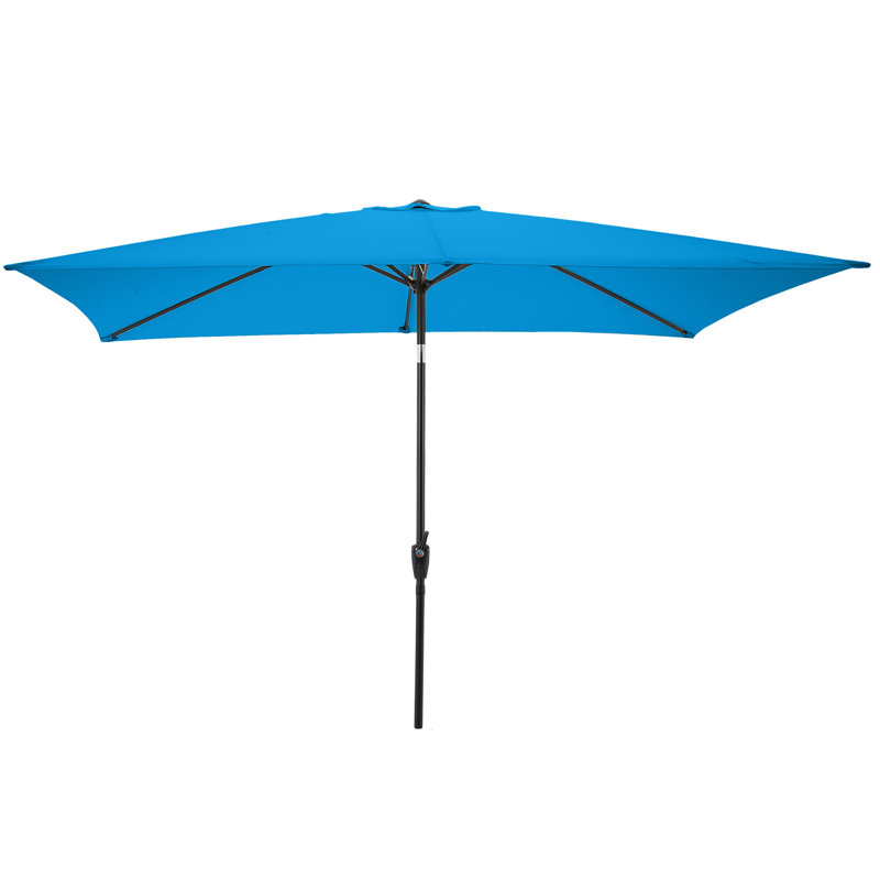 Parasol de patio rectangulaire - Parasol à manivelle 10 pi avec bouton-poussoir inclinable pour meubles d'extérieur, terrasse, jardin ou piscine par Pure Garden (bleu vif)