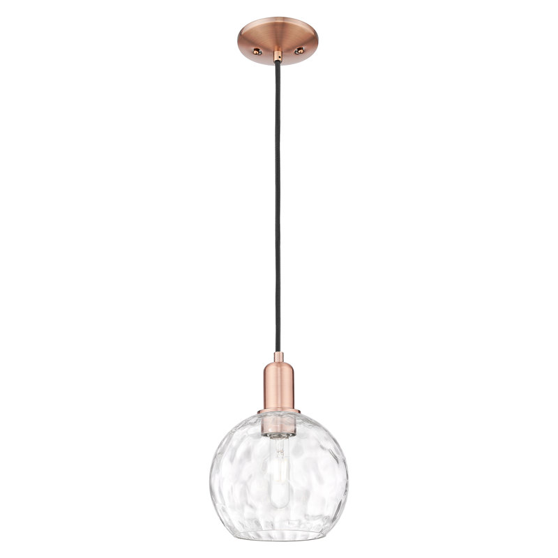 Mini-luminaire suspendu 1 lumière Arcadia, H 7 po x l 8 po x P 8 po, Cuivre antique